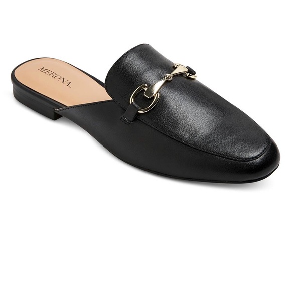 black loafer slides